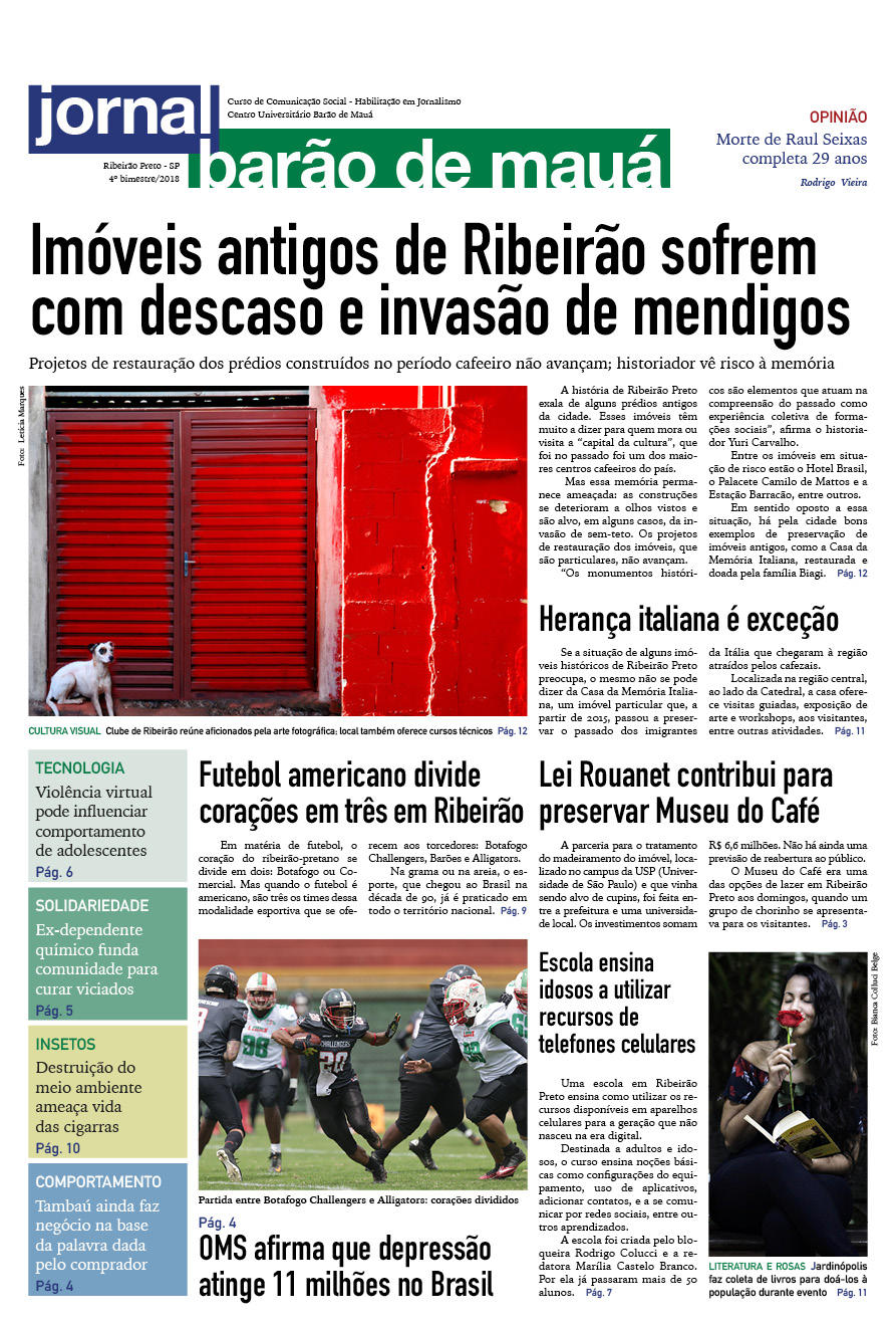 Capa do Jornal Barão de Mauá, ed. 4º bimestre de 2018